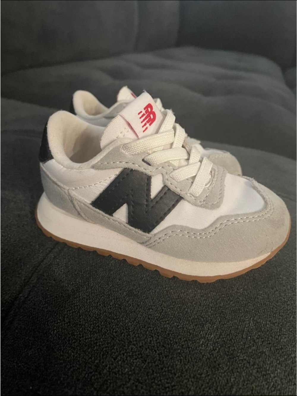 New Balance Kids White, Gray & Black Retro Runner Sneakers with Gum Sole